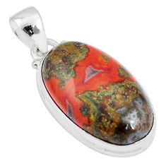 14.57cts natural brown moroccan seam agate 925 sterling silver pendant u27699