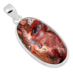 25.60cts natural brown moroccan seam agate 925 sterling silver pendant y47649