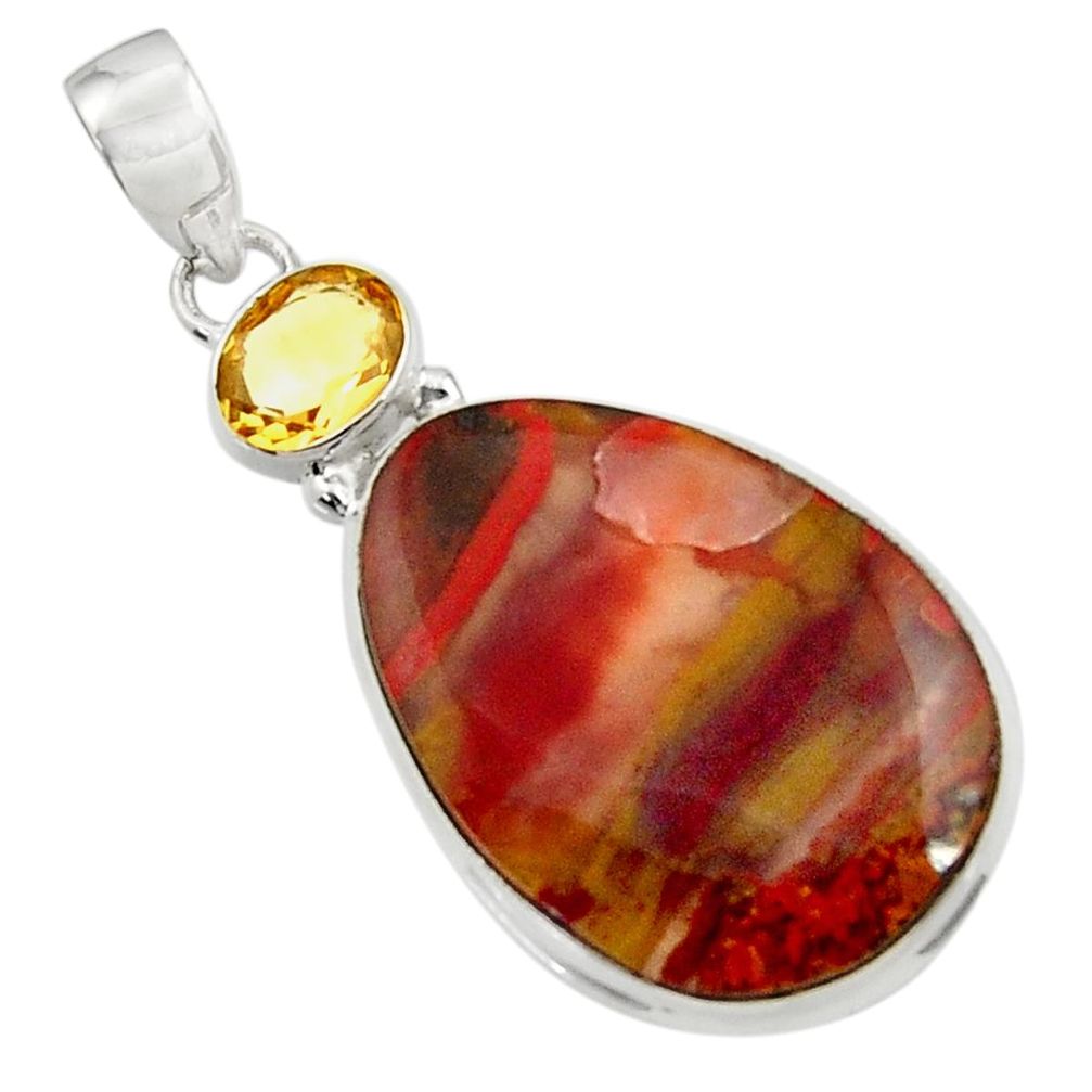  brown moroccan seam agate citrine 925 silver pendant d45115