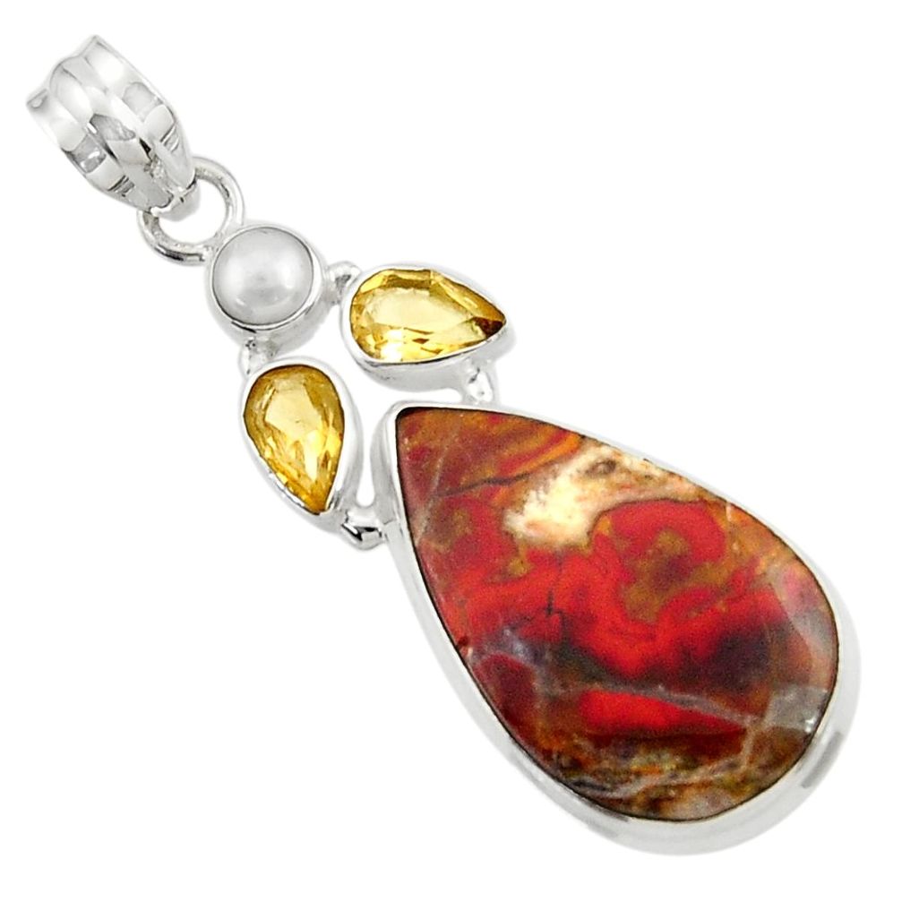  brown moroccan seam agate citrine 925 silver pendant d45118