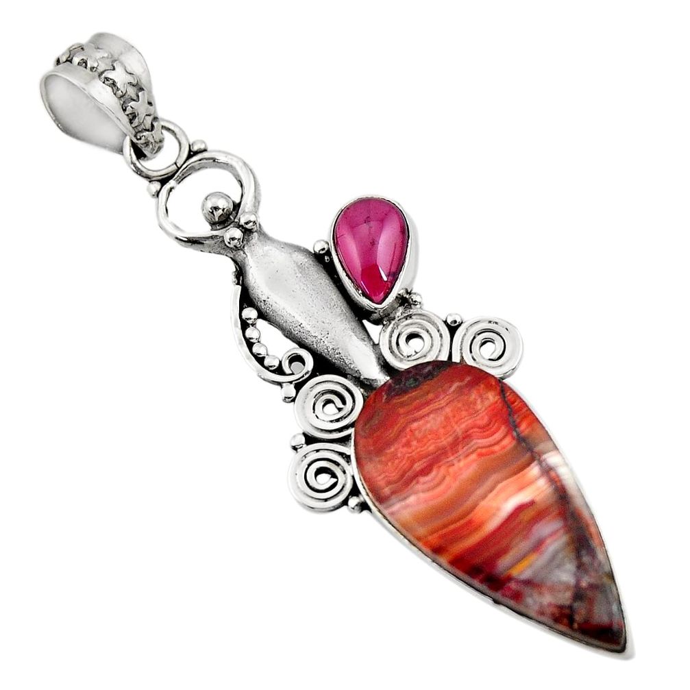  brown moroccan seam agate garnet 925 silver pendant d42136