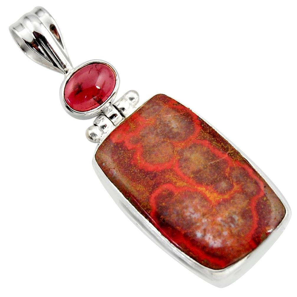  brown moroccan seam agate garnet 925 silver pendant d42226