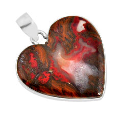 14.14cts natural brown moroccan seam agate heart sterling silver pendant y77505