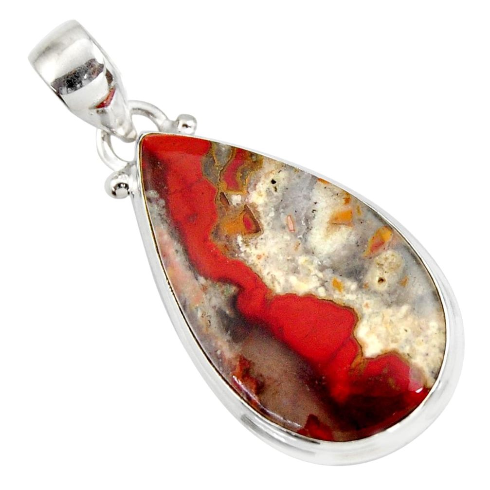  brown moroccan seam agate pear shape 925 silver pendant d42228