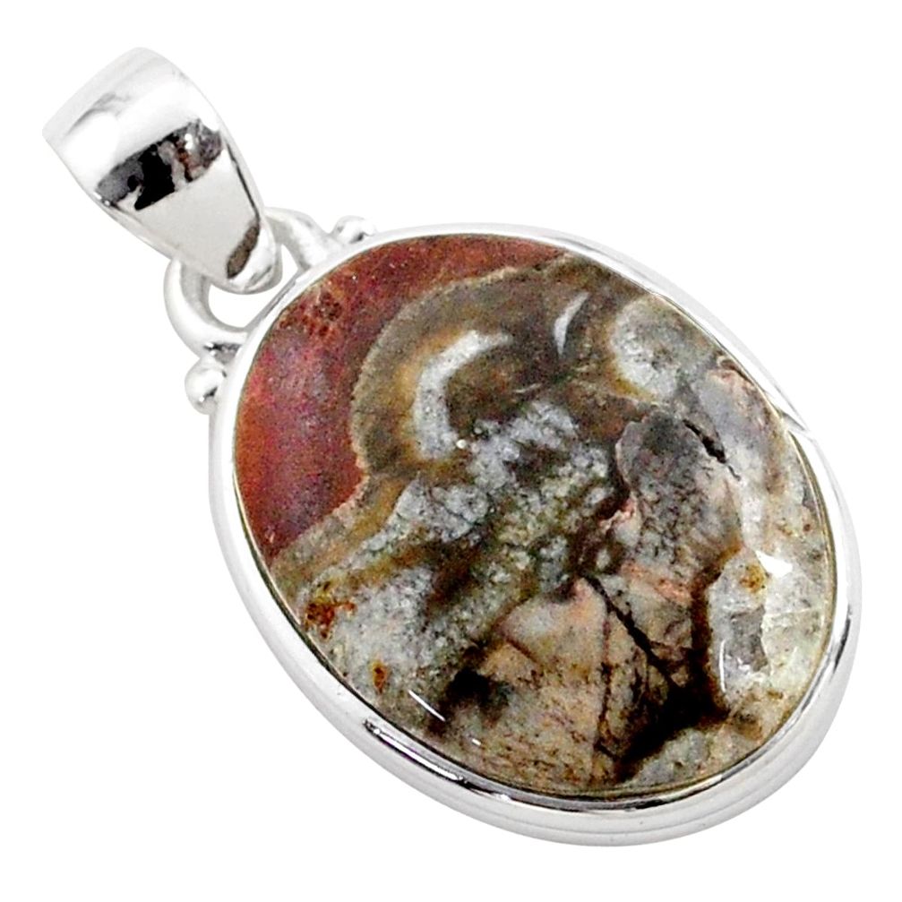 14.20cts natural brown mushroom rhyolite 925 sterling silver pendant t77622