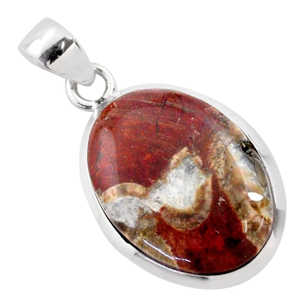 15.15cts natural brown mushroom rhyolite 925 sterling silver pendant t77656