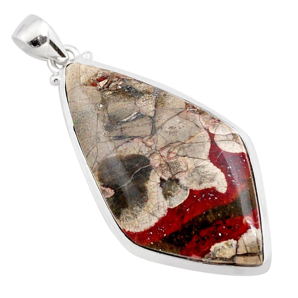 28.62cts natural brown mushroom rhyolite 925 sterling silver pendant t78662