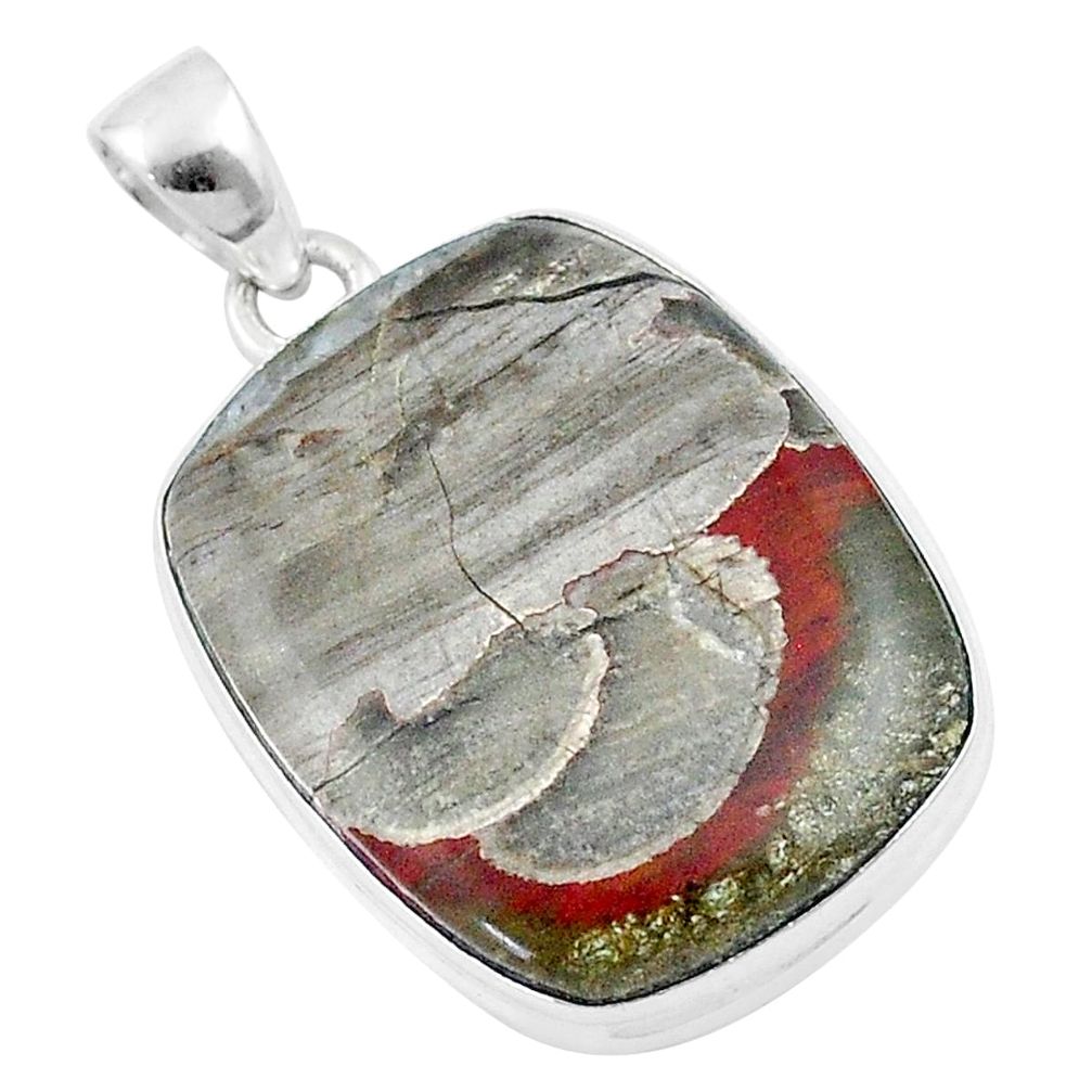 16.70cts natural brown mushroom rhyolite 925 sterling silver pendant u21485