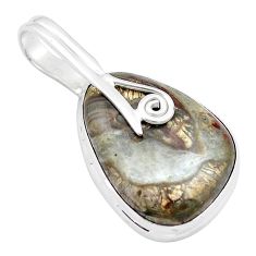 16.32cts natural brown mushroom rhyolite 925 sterling silver pendant u24773