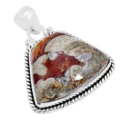 17.45cts natural brown mushroom rhyolite 925 sterling silver pendant u92604