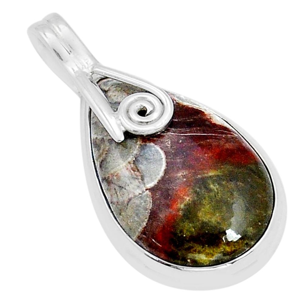 16.34cts natural brown mushroom rhyolite 925 sterling silver pendant u92608