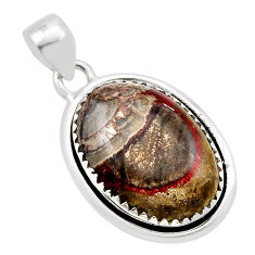 13.63cts natural brown mushroom rhyolite oval sterling silver pendant y88706