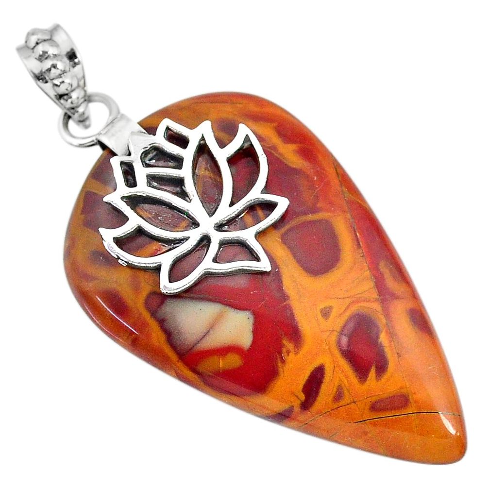 32.97cts natural brown noreena jasper 925 sterling silver pendant jewelry r91259