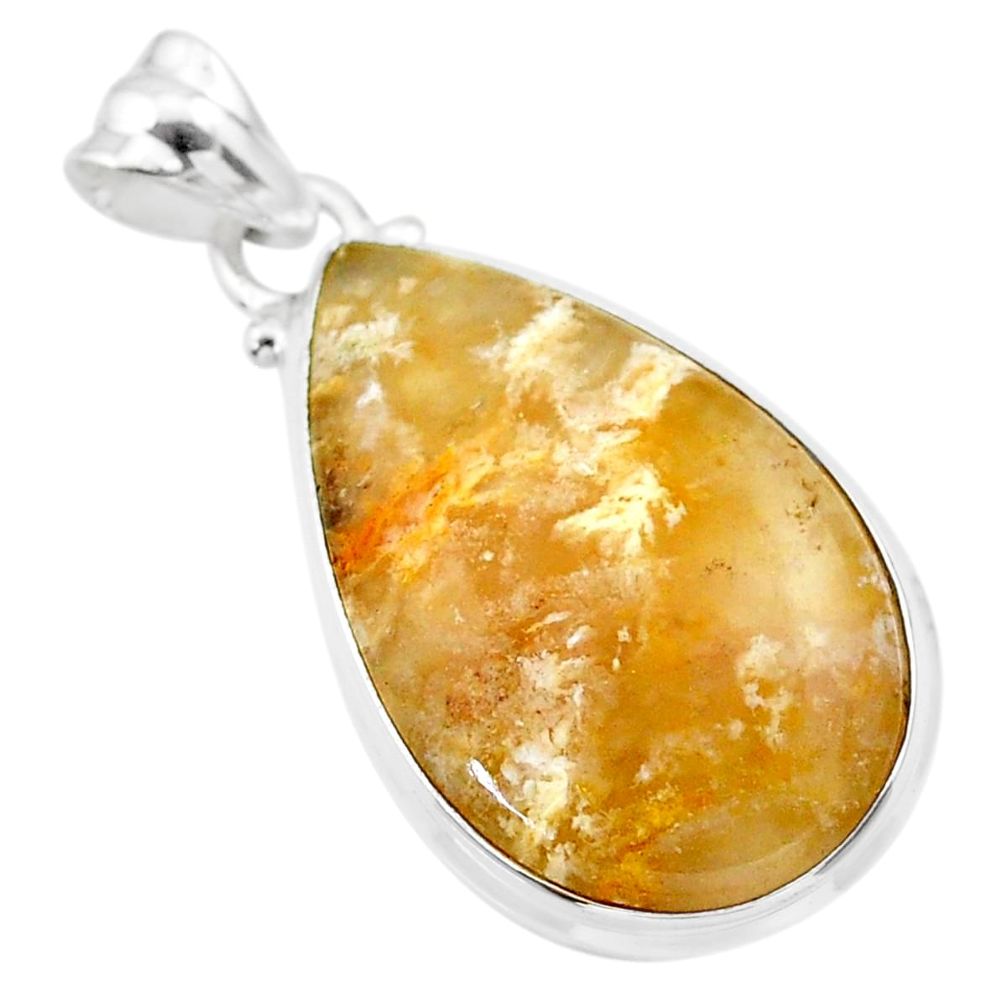 15.05cts natural brown palm root agate 925 sterling silver pendant t26681