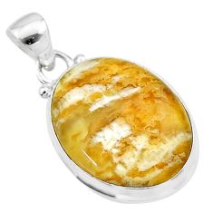 14.57cts natural brown palm root agate 925 sterling silver pendant t26691
