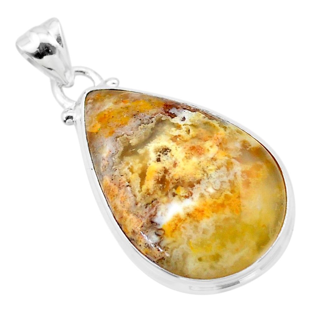 16.68cts natural brown palm root agate 925 sterling silver pendant t26730