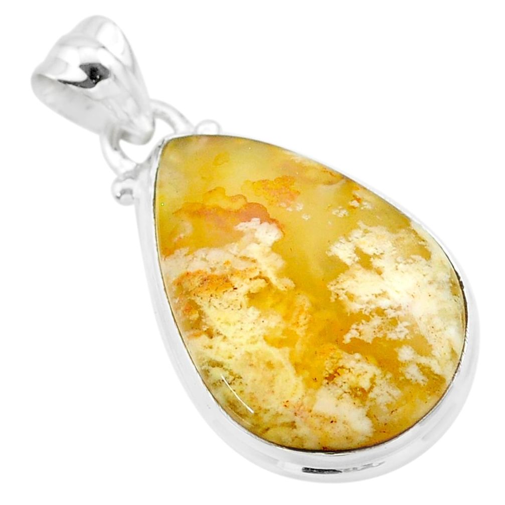 15.65cts natural brown palm root agate pear 925 sterling silver pendant t26732