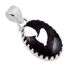 13.15cts natural brown peanut petrified wood fossil 925 silver pendant n25232