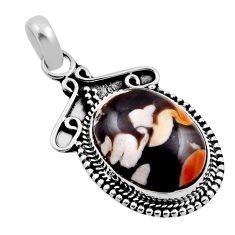 12.06cts natural brown peanut petrified wood fossil 925 silver pendant n25368