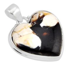 18.46cts natural brown peanut petrified wood fossil 925 silver pendant y51696