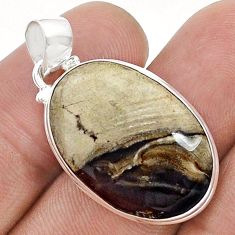 13.66cts natural brown petrified palm wood 925 sterling silver pendant u78313