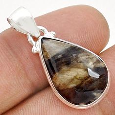 11.11cts natural brown petrified palm wood 925 sterling silver pendant u78314