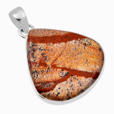 17.76cts natural brown picture jasper 925 sterling silver pendant jewelry n29567