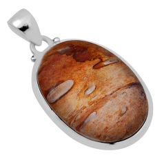 15.91cts natural brown picture jasper 925 sterling silver pendant jewelry n29577