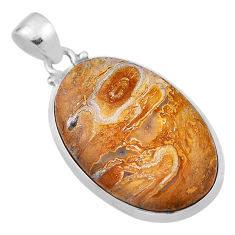 15.58cts natural brown picture jasper 925 sterling silver pendant jewelry n29616