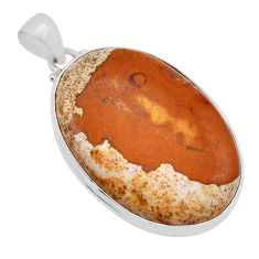 32.45cts natural brown picture jasper 925 sterling silver pendant jewelry n51424