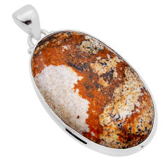 25.81cts natural brown picture jasper 925 sterling silver pendant jewelry n51425
