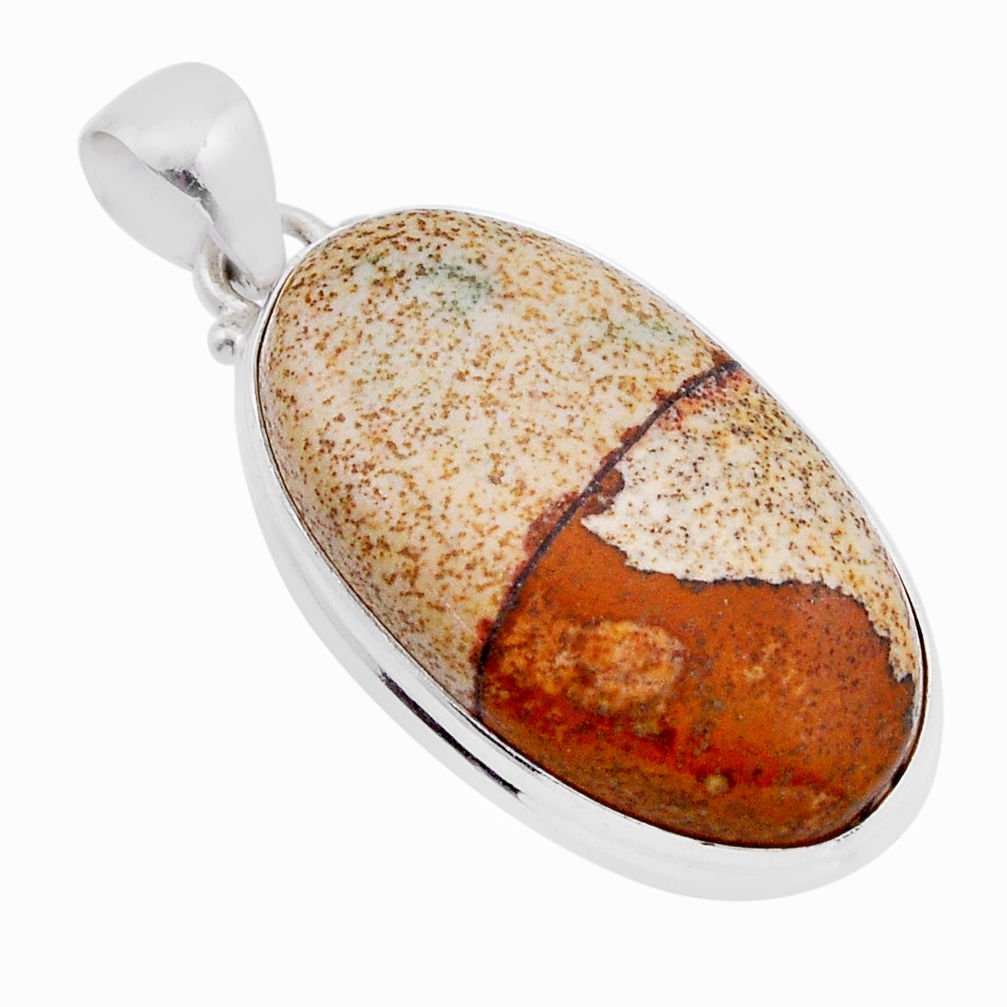 24.38cts natural brown picture jasper 925 sterling silver pendant jewelry n51432