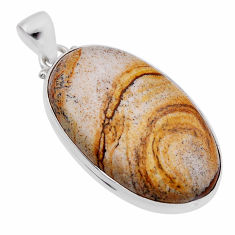 28.22cts natural brown picture jasper 925 sterling silver pendant jewelry n51434
