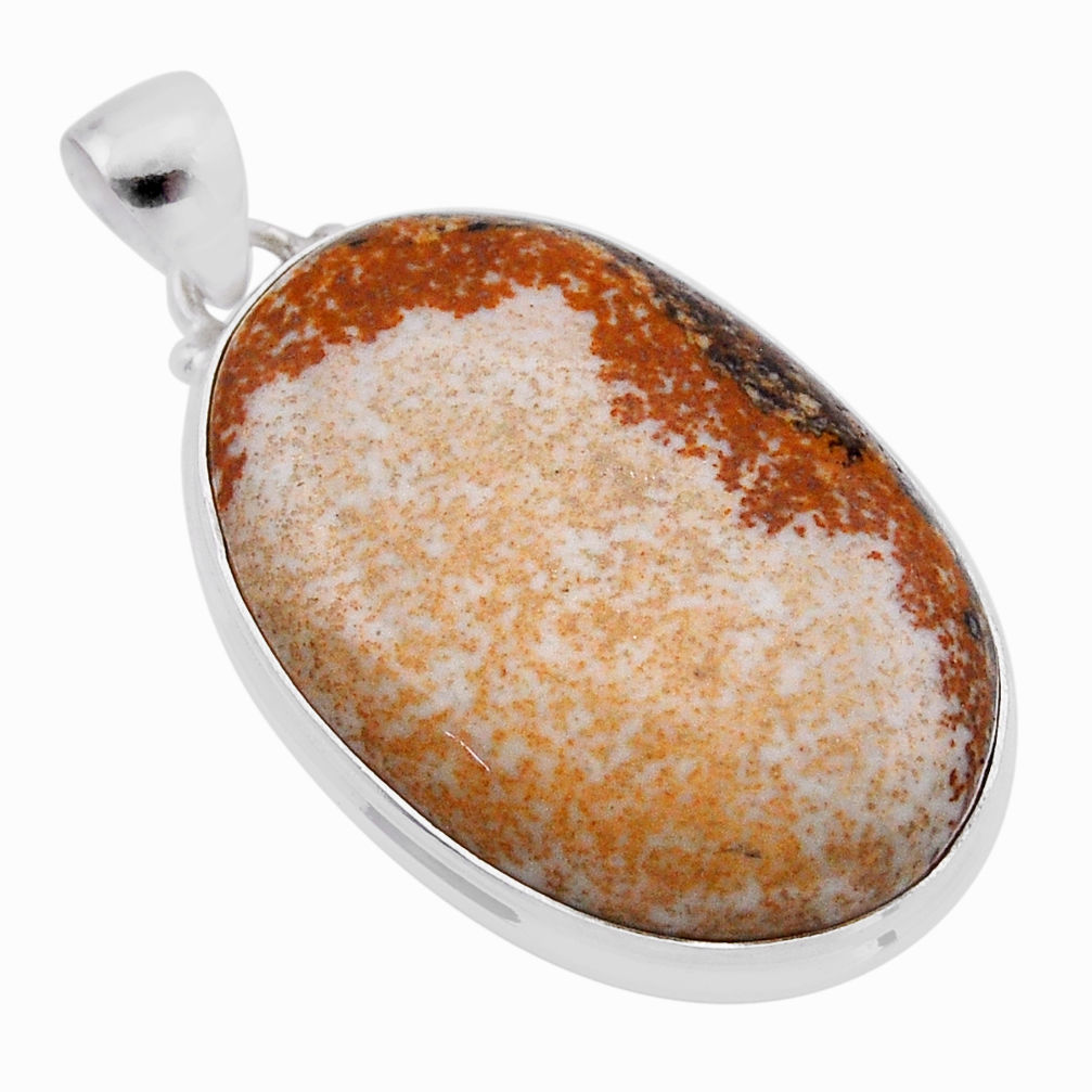 35.06cts natural brown picture jasper 925 sterling silver pendant jewelry n51437