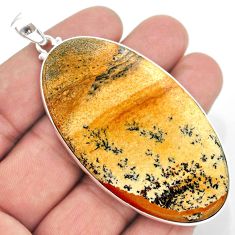 77.14cts natural brown picture jasper 925 sterling silver pendant jewelry t41899
