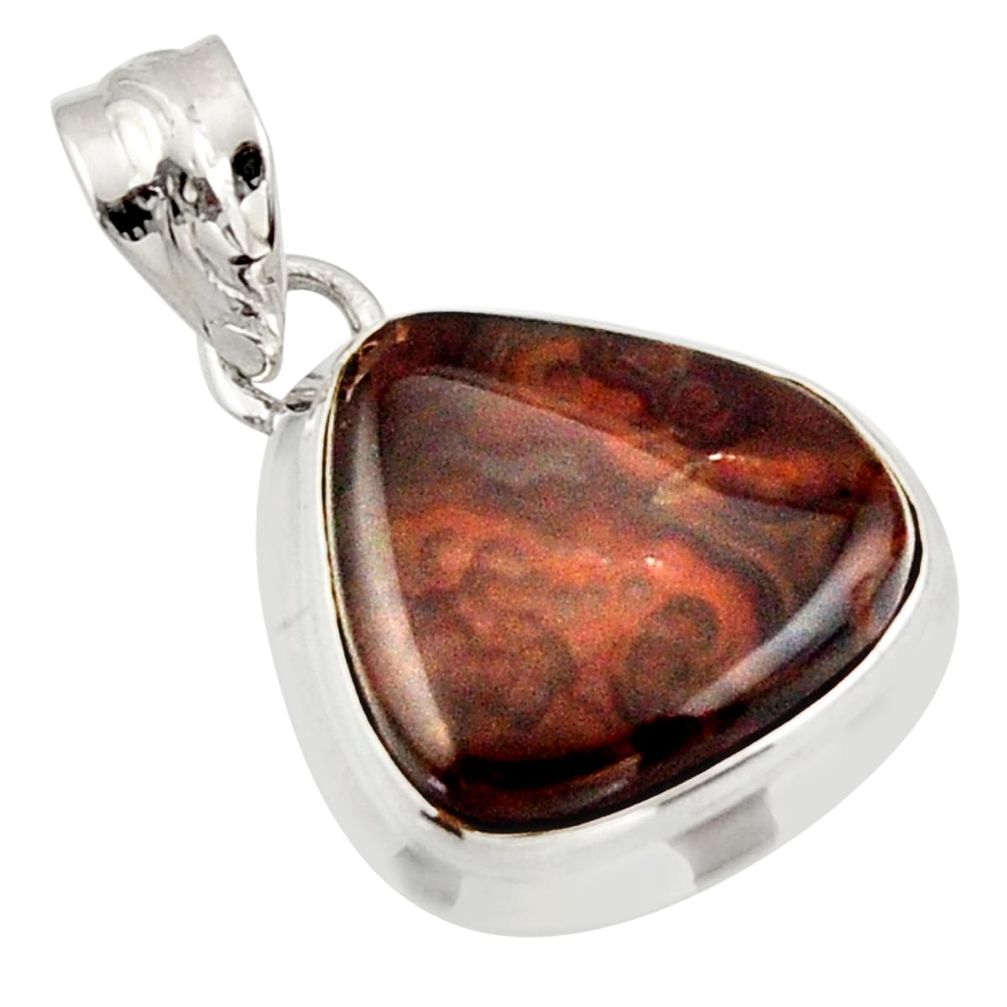 14.47cts natural brown pietersite (african) 925 sterling silver pendant d47395