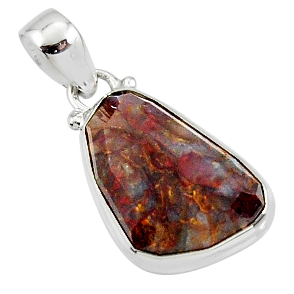 13.73cts natural brown pietersite (african) 925 sterling silver pendant r51095