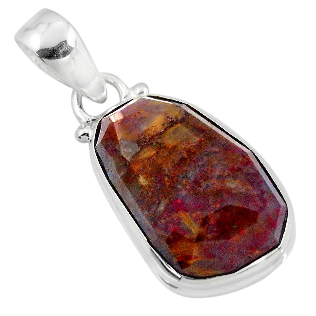 12.58cts natural brown pietersite (african) 925 sterling silver pendant r51225