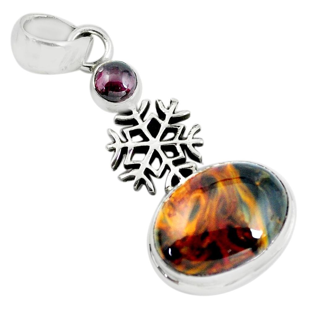  brown pietersite (african) garnet 925 silver pendant p55370