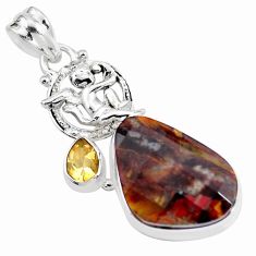 Clearance Sale- 16.04cts natural brown pietersite citrine 925 silver pendant p16185