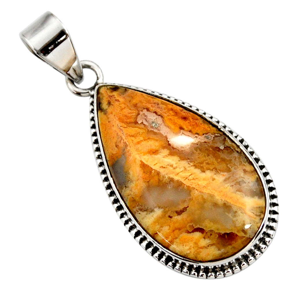 17.57cts natural brown plum wood jasper 925 sterling silver pendant r27750