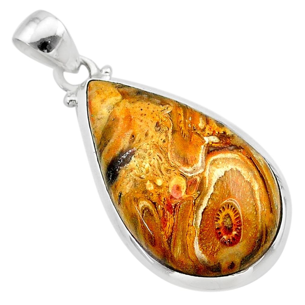 17.24cts natural brown plum wood jasper 925 sterling silver pendant t22471