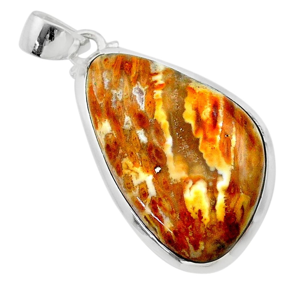 16.85cts natural brown plum wood jasper 925 sterling silver pendant t22474