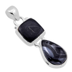 10.49cts natural brown psilomelane (crown of silver) 925 silver pendant n51700