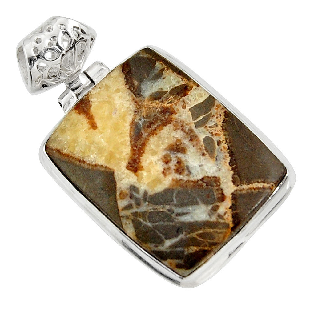  brown septarian gonads 925 sterling silver pendant d41492