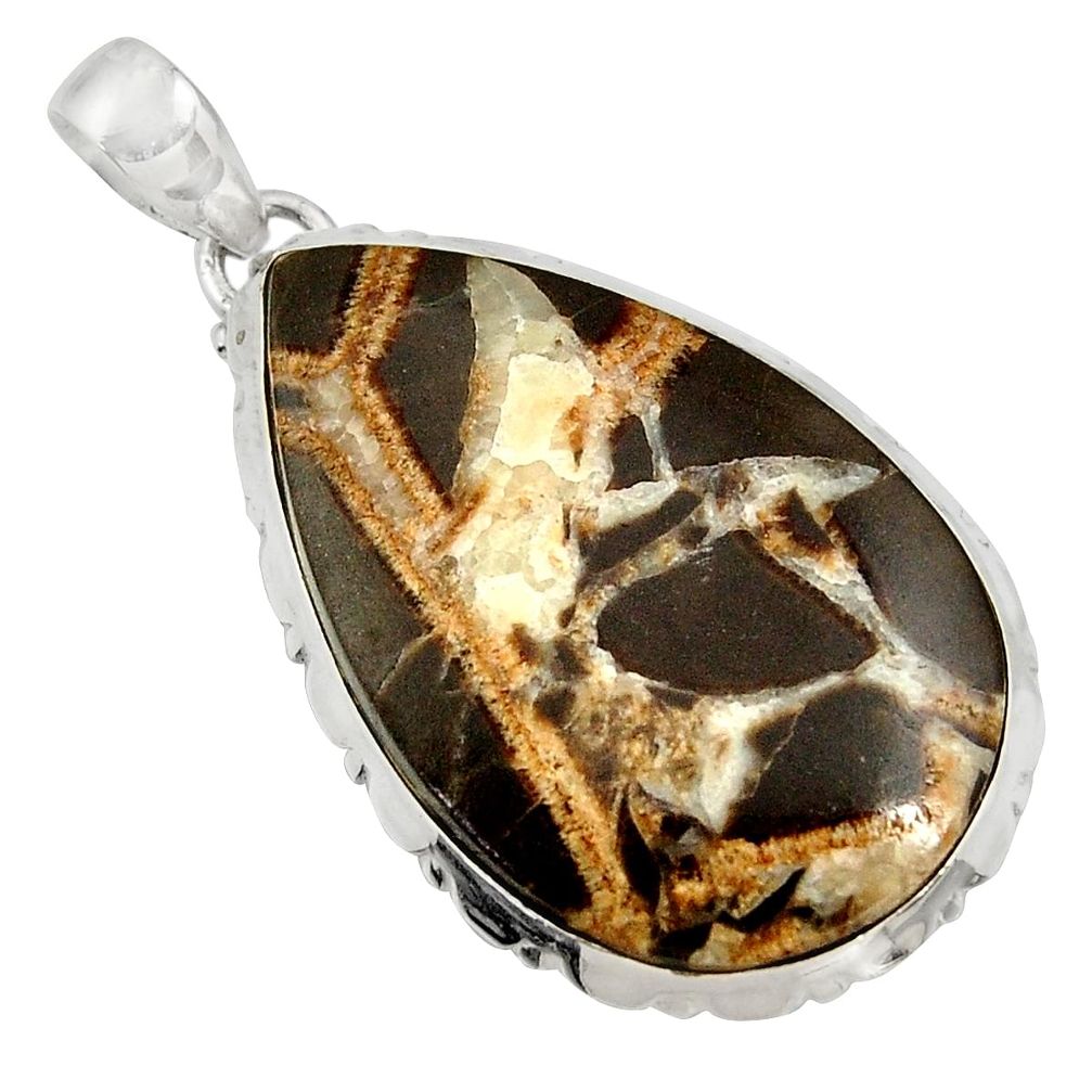  brown septarian gonads 925 sterling silver pendant d41501