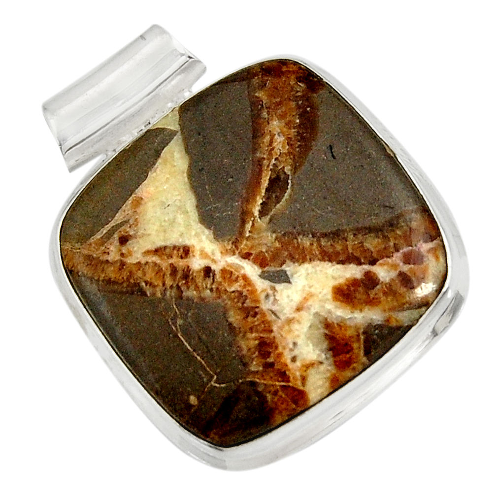  brown septarian gonads 925 sterling silver pendant d41507