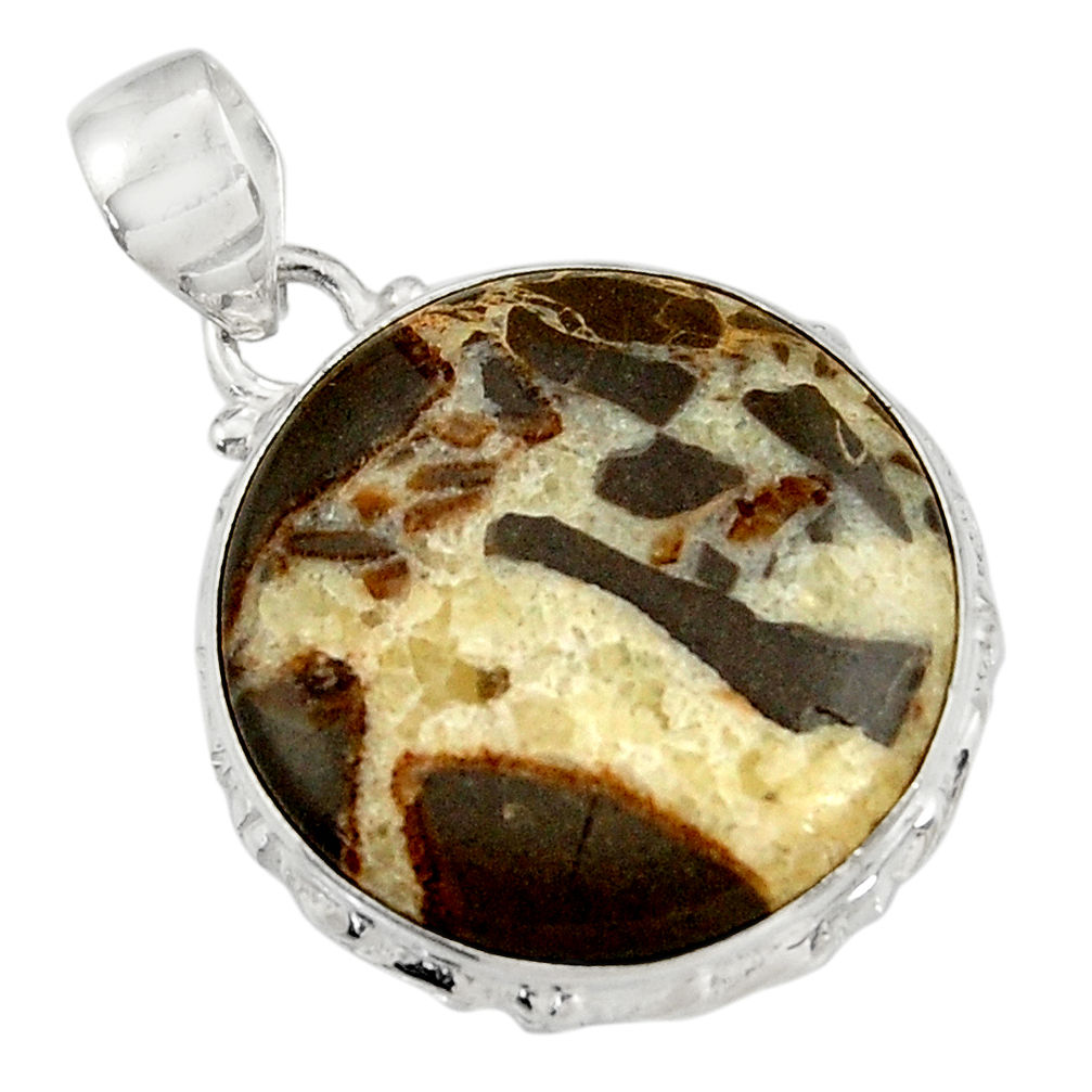  brown septarian gonads 925 sterling silver pendant d41512