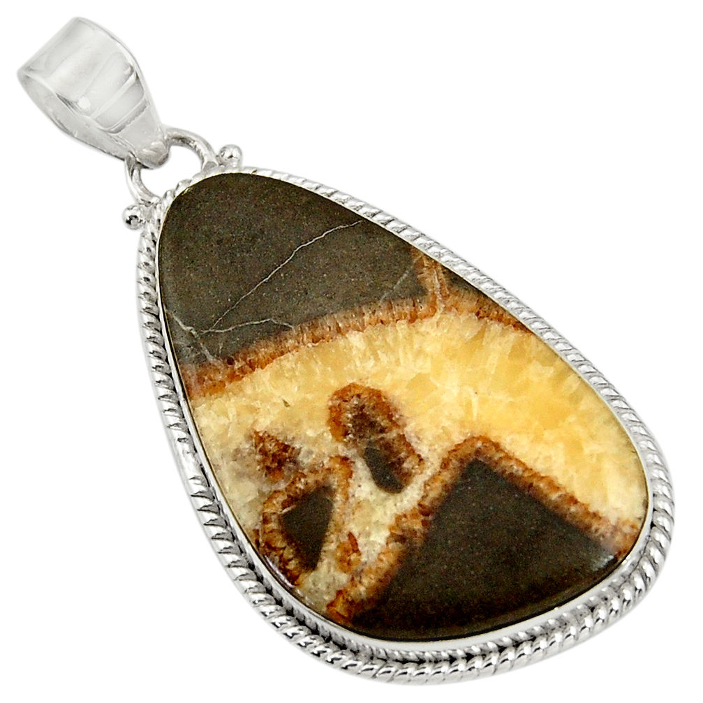  brown septarian gonads 925 sterling silver pendant d41523