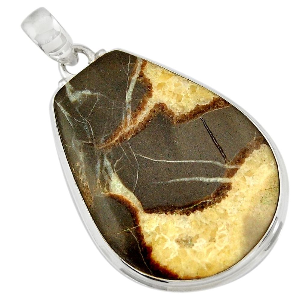  brown septarian gonads 925 sterling silver pendant d41525